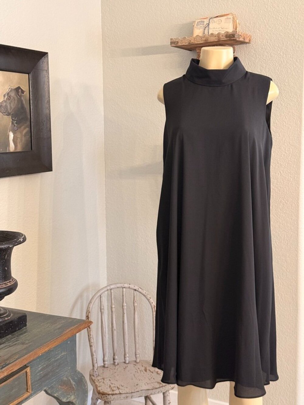 JESSICA LONDON Sleeveless High Neck Knee Length Full Cut Lightweight Dress